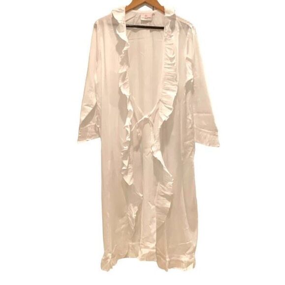 Haute Home Small White Spa Robe - Ruffle Trim & Belt - Luxury Cotton - Picture 1 of 8